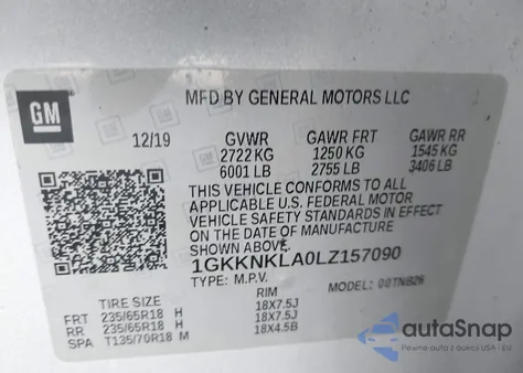 2020 GMC Acadia Fwd Sle from USA, damaged, VIN 1GKKNKLA0LZ157090